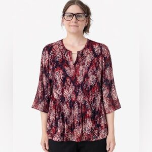 Catherines 2XWP 22/24WP Red Paisley Peasant Blouse Plus Size